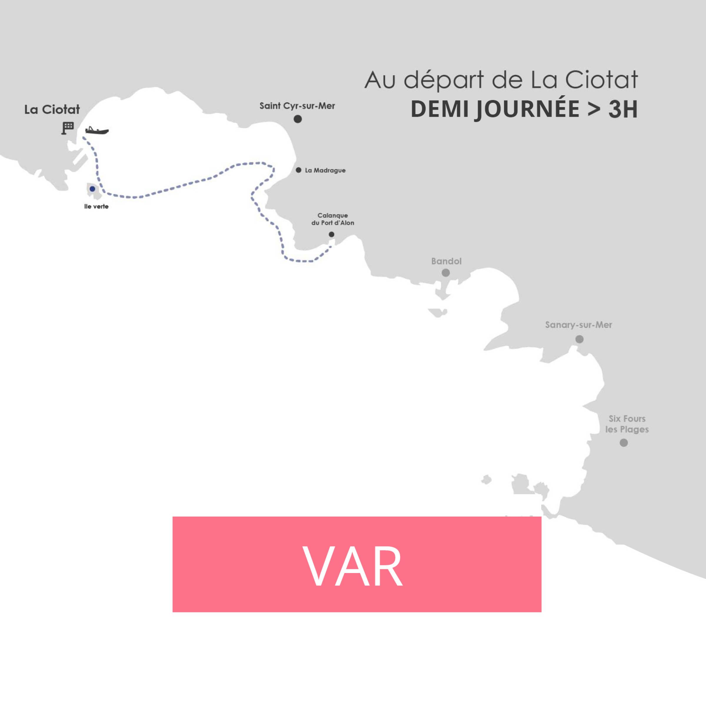 Circuit demi journée dans les calanques Var au départ de la Ciotat